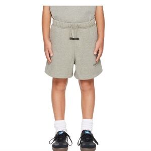 FEAR OF GOD ESSENTIALS Kids Fleece Soccer Shorts Concrete Heather Gray Size 12